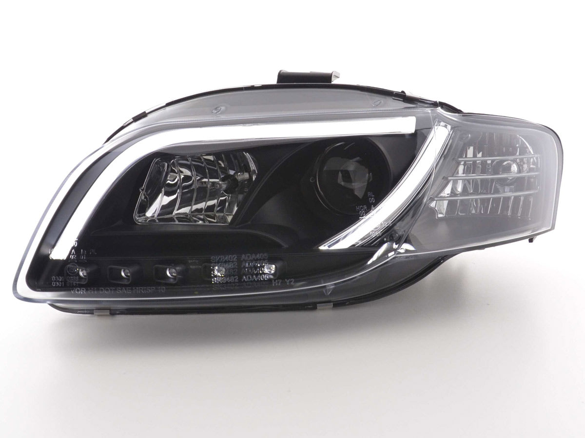 Scheinwerfer Set Daylight LED TFL-Optik Audi A4 Typ 8E 04-08 schwarz Scheinwerfer Set Daylight LED TFL-Optik Audi A4 Typ 8E 04-08 schwarz